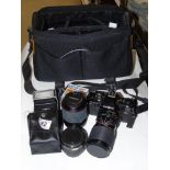 MINOLTA CAMERA, LENSES AND BAG