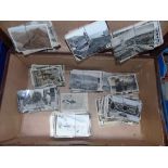 QUANTITY OF VINTAGE BLACK AND WHITE POSTCARDS AND SUITCASE
