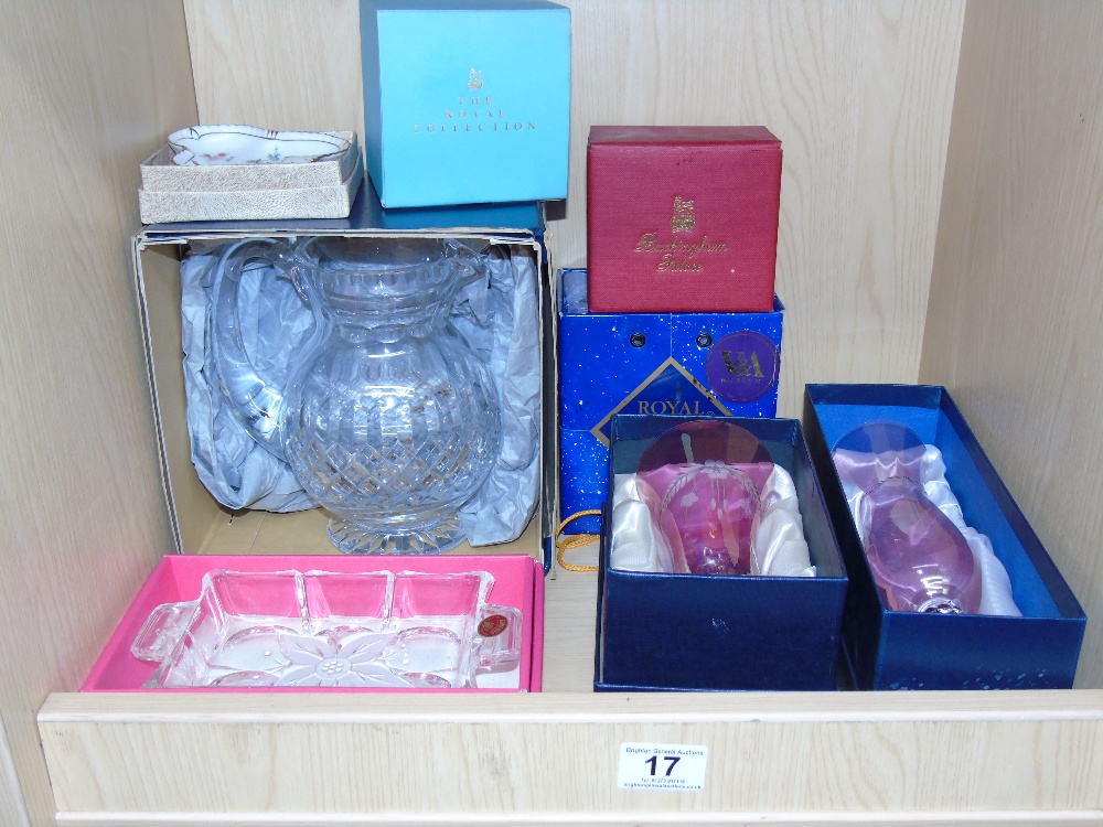 BOXED GLASS & CERAMIC ITEMS INCLUDING MAPPIN & WEBB JUG