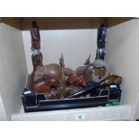 BOX OF MIXED CARVED FIGURES