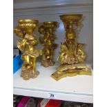 3 GILDED CANDLE STANDS