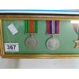 7 FRAMED WW2 MEDALS INCLUDING AIR CREW EUROPE STAR, ATLANTIC STAR & PACIFIC STAR