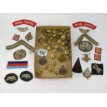 QUANTITY OF MILITARY BADGES & BUTTONS