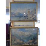 PAIR OF PRINTS OF EUROPEAN SCENES AFTER T L ROWBOTHOM