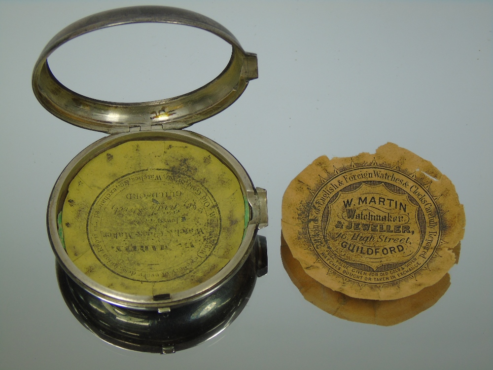 HALL MARKED SILVER, LONDON 1842-43 PAIR CASED, VERGE FUSEE POCKET WATCH MARKED STEDMAN, GODALMING - Image 2 of 8