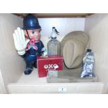 MIXED ITEMS INCLUDING POLICEMAN FIGURE & CANTRELL & COCHRANE SODA SYPHON