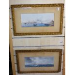 PAIR OF WATERCOLOURS BY D`EPOSITO 1985 50 X 30 CMS INCLUDING FRAME