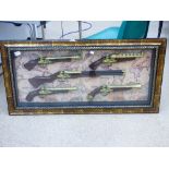 5 X REPRODUCTION GUNS IN DISPLAY CASE