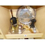 MIXED ITEMS INCLUDING ROYAL MAIL STEAM PACKET COMPANY, PRESENTATION TRAY & PAIR OF BRASS