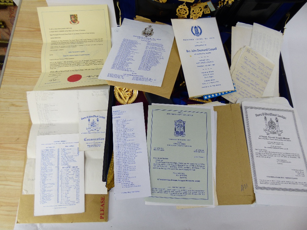 QUANTITY OF WEST LANCASHIRE FREEMASONS ITEMS INCLUDING JEWELS / MEDALS, REGALIA, APRON + OTHERS - Image 7 of 7