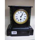 SLATE & MARBLE MANTLE CLOCK 22 CMS