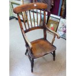 VICTORIAN OAK CARVER STICK BACK CHAIR