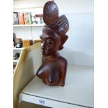 SMALL WOODEN BUST OF AN AFRICAN LADY