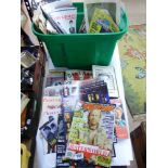 BOX OF EPHEMERA, INCLUDING LAUREL & HARDY BOOKS, CULT TIMES MAGAZINES & OTHERS