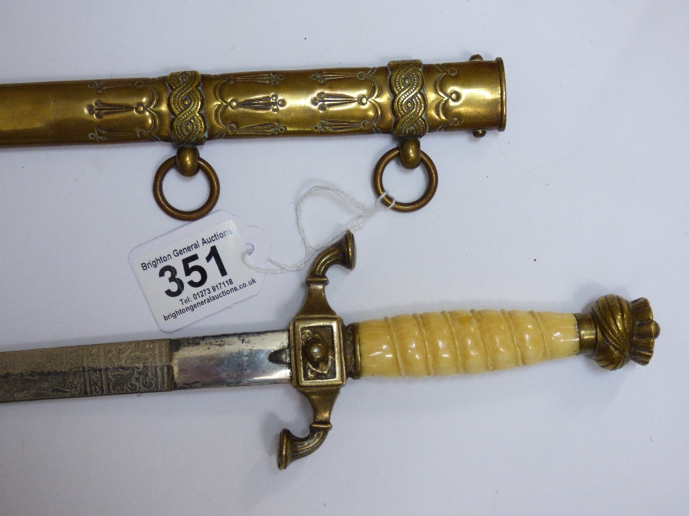 WW1 TURKISH NAVY, IVORY HANDLED DAGGER - Image 2 of 4