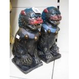 PAIR OF PAINTED STONE DOGS OF FO 34 CMS