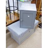 PAINTED GREY CUPBOARD & MATCHING CHEST