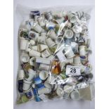 BAG OF THIMBLES, MAINLY CERAMIC