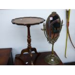 BRASS TABLE MIRROR AND WINE TABLE