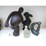 4 PIECES OF EAST AFRICAN SCULPTURE, 2 MARKED LGD 70, 1 A/F.1 MARKED PETER MANDALA A/F, 1 UNMARKED