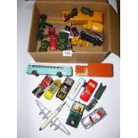 BOX OF VEHICLES INCLUDING DINKY COACHES & CORGI CARS