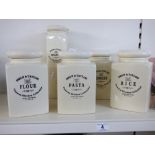 5 CERAMIC, SWAN & TAYLOR, KITCHEN STORAGE JARS