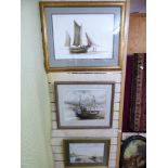 3 SIGNED WATERCOLOURS OF BOATING SCENES