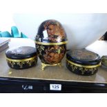 ORIENTAL STYLE LIDDED POTS AND EGG