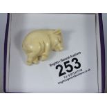 EARLY 20TH CENTURY CARVED IVORY PIG