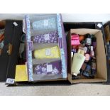 BOX OF ASSORTED VINTAGE PERFUMES, COSMETICS + OTHERS