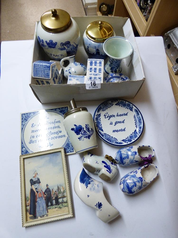 BOX OF MIXED BLUE & WHITE CERAMICS