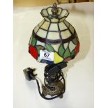 LAMP BASE WITH TIFFANY STYLE GLASS SHADE