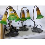 3 ART DECO STYLE TABLE LAMPS WITH GLASS SHADES