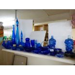 LARGE QUANTITY OF BLUE GLASS ITEMS