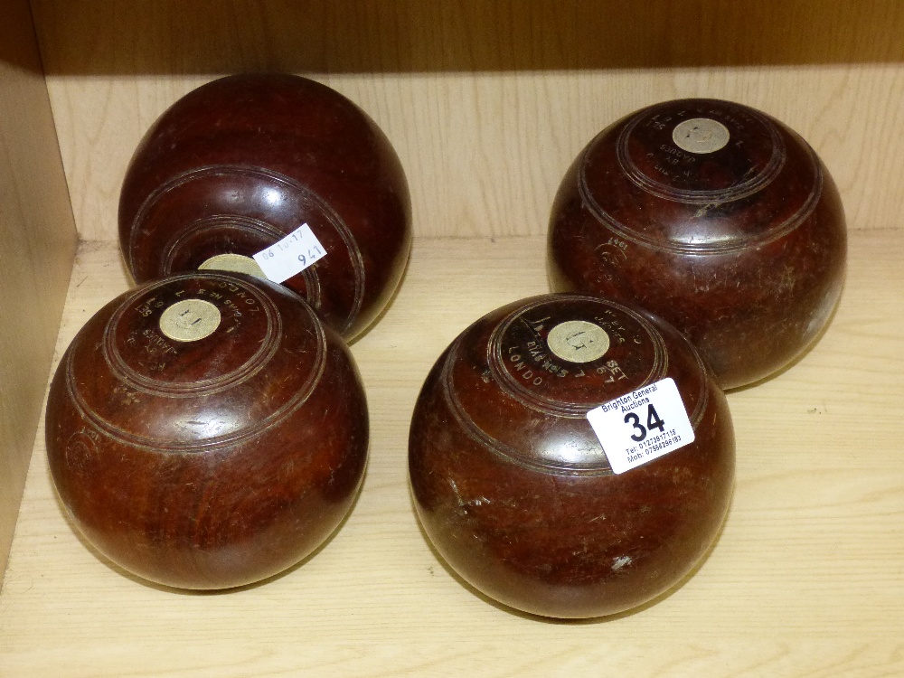 4 X JACQUES OF LONDON VINTAGE LAWN BOWLING BALLS - Image 2 of 2