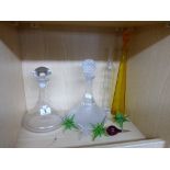 2 GLASS DECANTERS & ASSORTED ITEMS, INCLUDING CHRISTMAS DECORATIONS