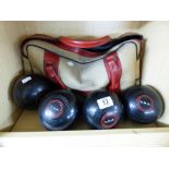 SET OF 4 BOWLING BALLS IN CARRY CASE