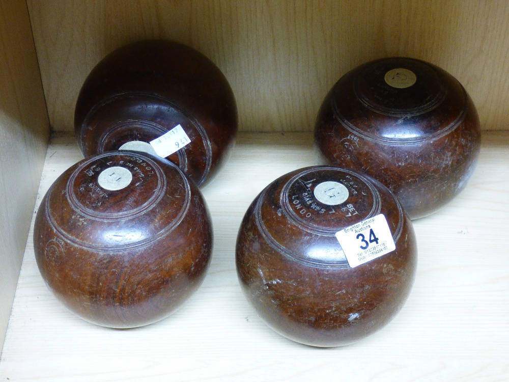 4 X JACQUES OF LONDON VINTAGE LAWN BOWLING BALLS