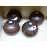 4 X JACQUES OF LONDON VINTAGE LAWN BOWLING BALLS