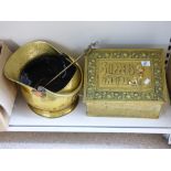 QUANTITY OF BRASS ITEMS INCLUDING A COAL SCUTTLE