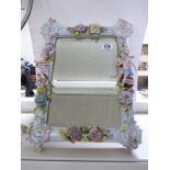 DECORATIVE EUROPEAN, DRESDEN STYLE PORCELAIN FRAMED MIRROR