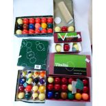 4 BOXES OF VINTAGE VITALITE, SNOOKER & BILLIARD BALLS