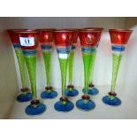 8 X HAND PAINTED CHAMPAGNE FLUTES