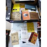 BOX OF EPHEMERA INCLUDING VINTAGE MACHINERY RELATED BOOKLETS