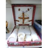 'CORACLE' CASED PICNIC SET