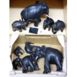 QUANTITY OF CARVED WOOD ELEPHANT FIGURES