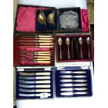 QUANTITY OF BOXED, PLATED FLATWARE AND SALTS