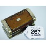 METAL MOUNTED WOODEN SNUFF BOX