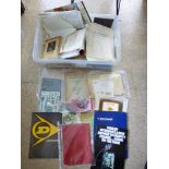 BOX OF VINTAGE EPHEMERA, LETTERS, INSURANCE POLICY DOCUMENTS, INSTRUCTION BOOKLETS ++
