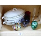 MIXED LOT INCLUDING A PAIR OF BOOTHS WREATH PATTERN TUREENS MADE FOR HARRODS